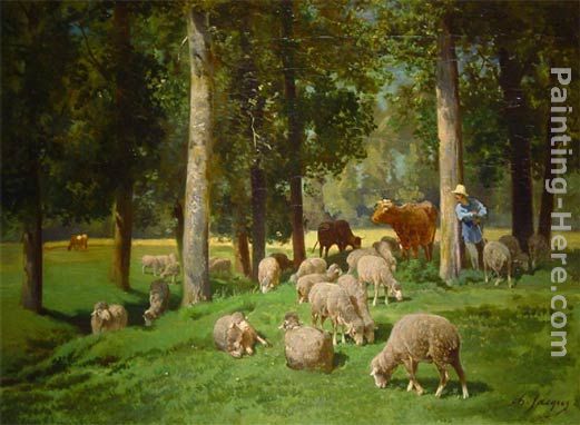 Landscape with Sheep painting - Charles Emile Jacque Landscape with Sheep art painting